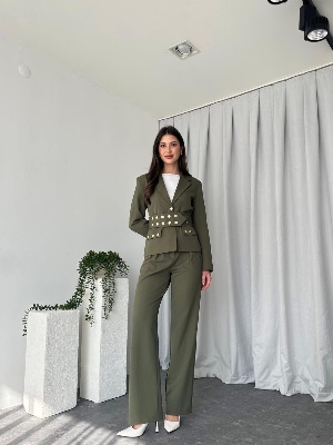 Khaki jacket and pants with belt 95