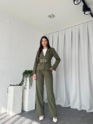 Khaki jacket and pants with belt 95