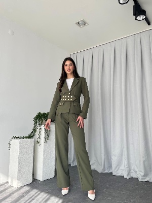 Khaki jacket and pants with belt 95