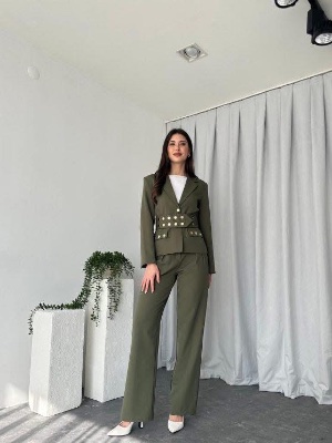 Khaki jacket and pants with belt 95