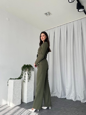 Khaki jacket and pants with belt 95